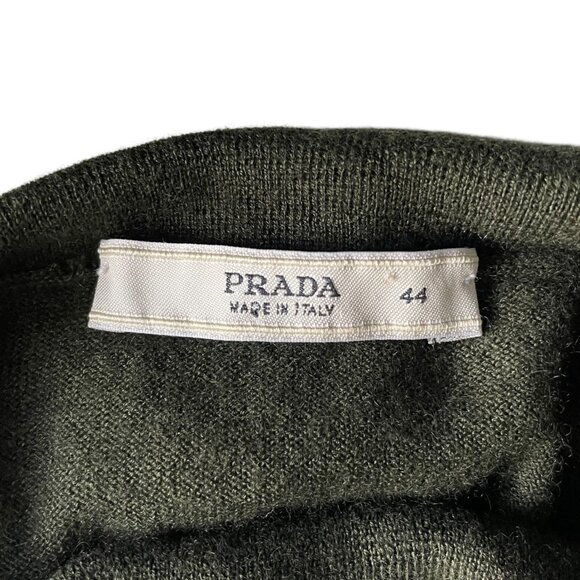 Prada Olive Green Cashmere Silk Turtleneck Sweater Size 44 Italy - Picture 5 of 8